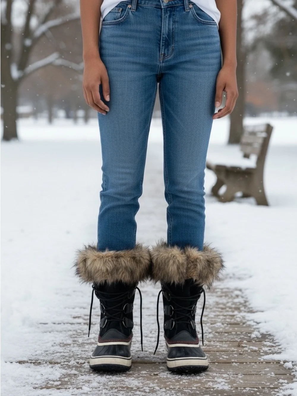 Sorel Black Lace-Up Winter Boots with Brown Faux-Fur Cuff Warm Old Money Indie